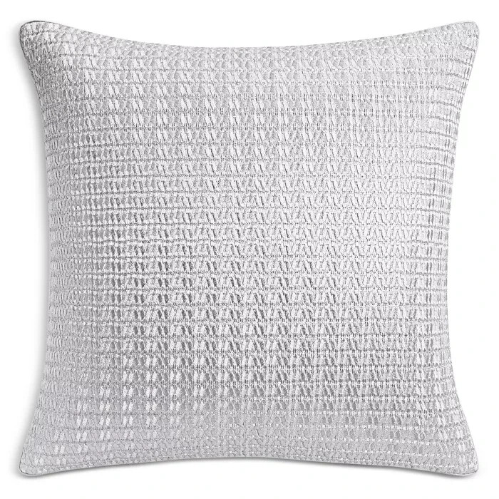 Hudson Park Collection Marble Wave Euro Pillow Sham 26 x 26in Silver Zip Closure - Picture 1 of 15