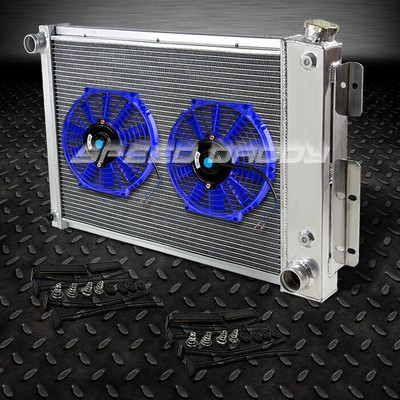 3-РЯДНЫЙ АЛЮМИНИЕВЫЙ ГОНОЧНЫЙ РАДИАТОР + 2 СИНИХ ВЕНТИЛЯТОРА 10 ДЛЯ 67-69 CHEVY CAMARO/FIREBIRD