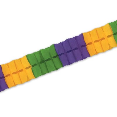 Green, Gold & Purple Leaf Garland #55628-GGP, 1/pk, 12 foot, tissue