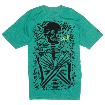 GNU snowboard skateboard surf MR.BONES TEE-SHIRT mens SMALL GREEN New Package