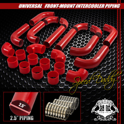 УНИВЕРСАЛЬНЫЙ ТИП-2 12ШТ 2,5 АЛЮМИНИЕВЫЙ ТРУБОПРОВОД ИНТЕРКУЛЕРА С ТУРБОНАДДУВОМ / ТРУБА + ШЛАНГ + ЗАЖИМ КРАСНЫЙ