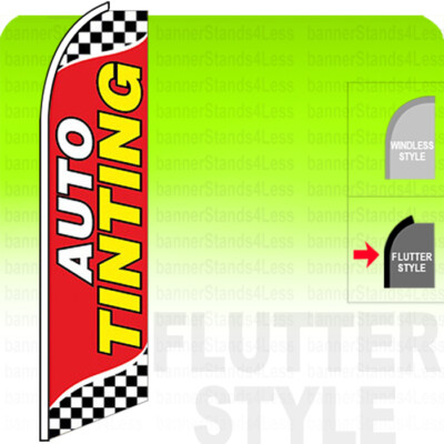 AUTO TINTING - Swooper Flag Feather Banner Sign 11.5' Tall FLUTTER Style - rb