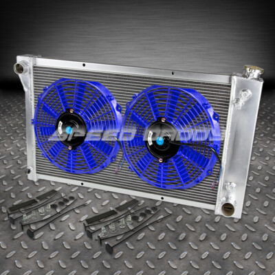 3-РЯДНЫЙ АЛЮМИНИЕВЫЙ РАДИАТОР + 2 СИНИХ ВЕНТИЛЯТОРА ДЛЯ ПИКАПА 67-72 CHEVY C/K C10 6CYL