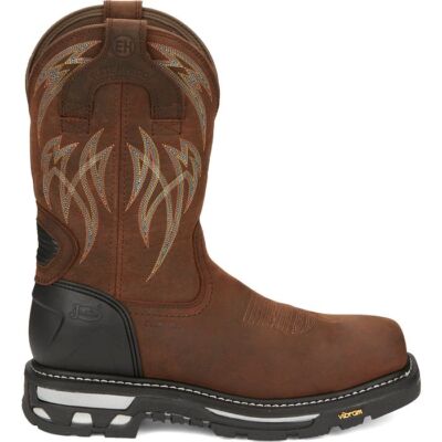 Pre-owned Justin Boots Justin Men's Cr2152 Frontline Hiviz 11" Brown Nano Comp Toe Eh Waterproof Boots In Walnut Brown (brown)