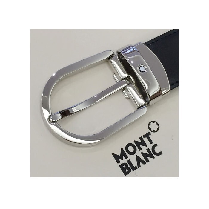 Pre-owned Montblanc Genuine Leather Reversible Waist Belt Black Brown For Men