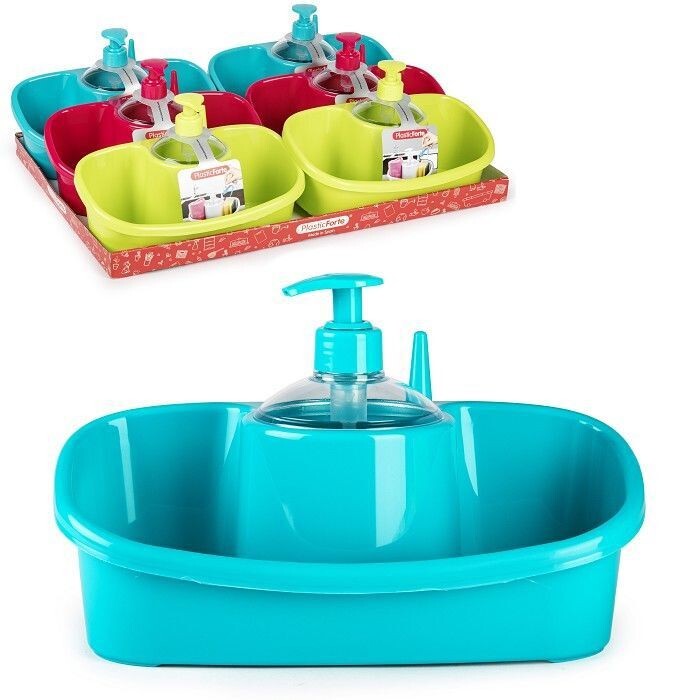 Set 6 Pezzi Portaspugna Con Dispenser Sapone Liquido Plastica Colorata hmj