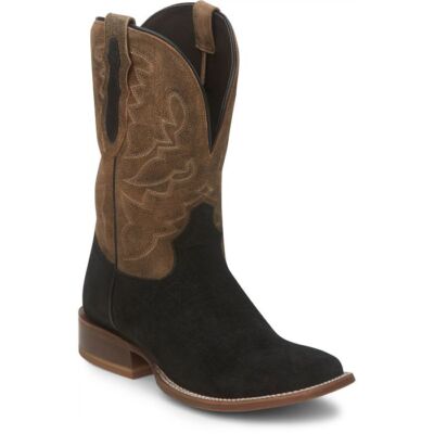 Pre-owned Tony Lama Men's Tl3026 Tucson 11" Black Square Toe Block Heel Western Boots