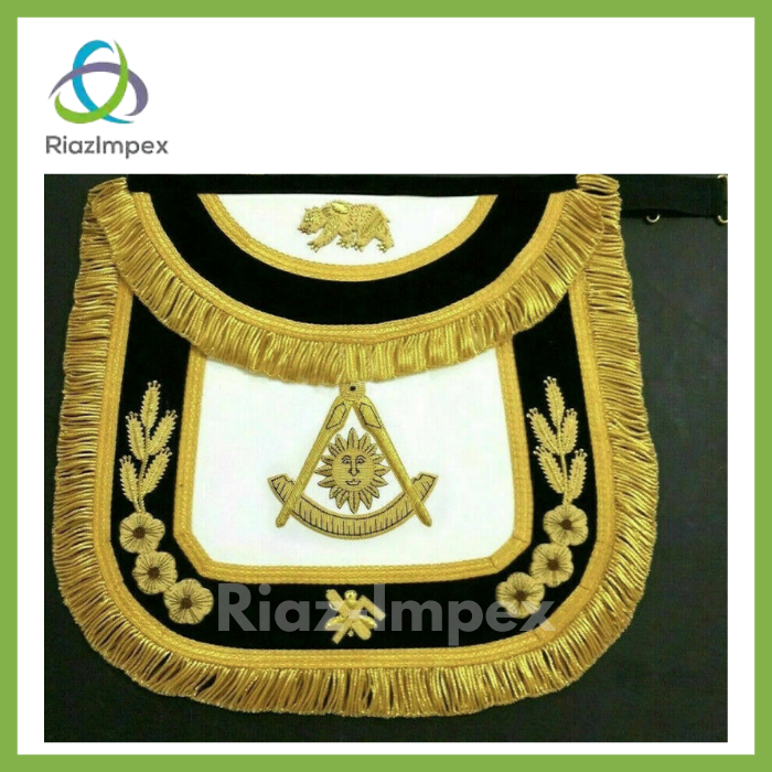 Masonic Past Master The California Apron Hand Made Gold Bullion Embroidered