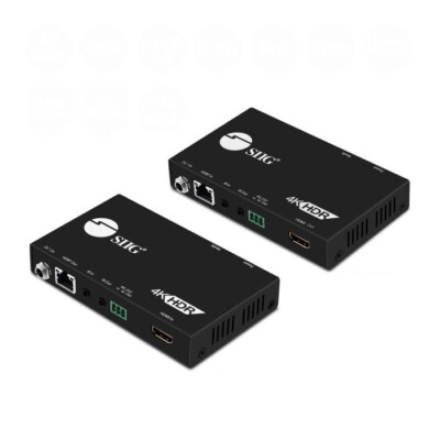 SIIG 4K HDR HDMI 2.0 HDBaseT Extender Over Single Cat5e/6 with RS-232 & IR - 100