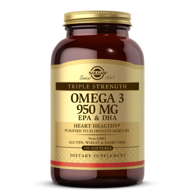 SOLGAR TRIPLE STRENGTH OMEGA-3 950 MG SOFTGELS 100