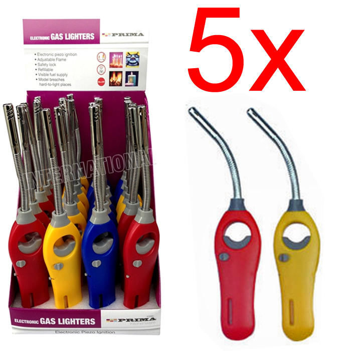 5 X ELECTRONIC GAS LIGHTER OVEN BBQ REFILLABLE STOVE NEW ...