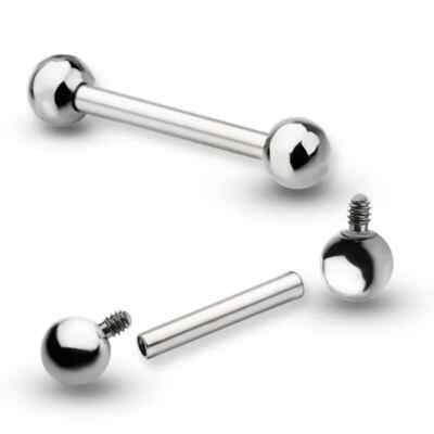 10G 9/16'' 5/8'' 3/4'' SOLID TITANIUM INTERNALLY THREADED BARBELL TONGUE PIERCING