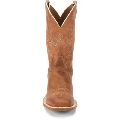 Pre-owned Justin Boots Justin Men's Br735 Austin 11" Cognac Broad Square Toe Block Heel Mid-calf Boots In Cognac (brown)