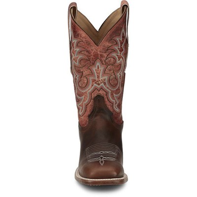 JUSTIN BOOTS JUSTIN WOMEN'S AQ7020 DUSTY 11" BROWN BLOCK HEEL SQUARE TOE WESTERN BOOTS