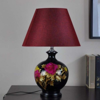 Chinese Style E27 Lampshade Diameter 40CM CeramicFabric Bedroom Table Lamp