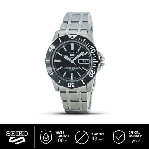 Pre-owned Seiko Jam Tangan Pria  5 Sports Snzf77k1 Black Bezel | Jam Pria