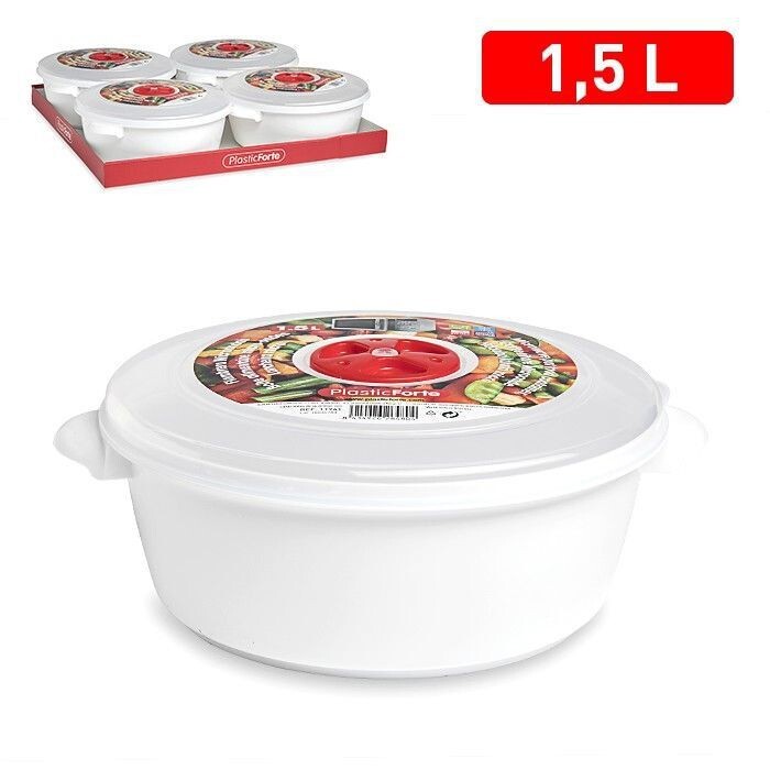 Set 4 Pezzi Contenitore Salvafreschezza Per Alimenti Microonde 1,5Lt hmj