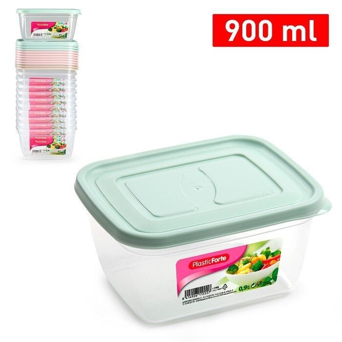 Set 12 Pezzi Contenitore Modern 900ml Con Coperchio In Plastica Colorata hmj