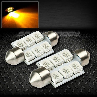 ПАРА 6 SMD 6SMD 11X36 ММ ЯНТАРНЫЙ 5050 5055 СВЕТОДИОДНЫЙ ВНУТРЕННИЙ КУПОЛ ЛАМПЫ НАКАЛИВАНИЯ 12 В
