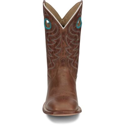 Pre-owned Justin Boots Justin Men's Cj2531 Pearce 11" Tan Square Toe Block Heel Western Mid-calf Boots