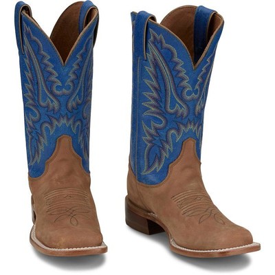 JUSTIN BOOTS JUSTIN WOMEN'S BR538 PEYTON 11" DISTRESSED COGNAC (BROWN) SQ TOE WESTERN BOOTS