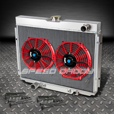 3-РЯДНЫЙ АЛЮМИНИЕВЫЙ ГОНОЧНЫЙ РАДИАТОР + 2 X 10 КРАСНЫХ ВЕНТИЛЯТОРА 67-70 FORD MUSTANG/GT/TORINO V8