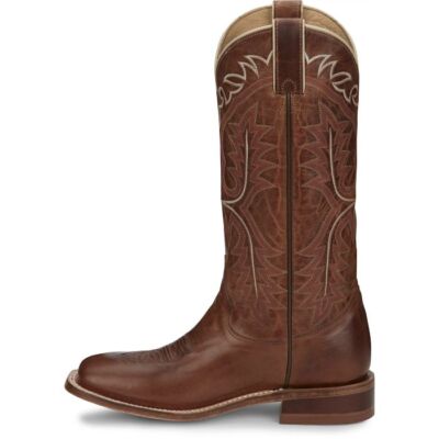 Pre-owned Justin Boots Justin Women's Cj2622 Stella 13" Whiskey Brown Square Toe Western Mid-calf Boots In Whiskey Brown (brown)