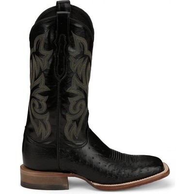 JUSTIN BOOTS JUSTIN MEN'S 8170 PASCOE 13" BLACK SMOOTH OSTRICH SQUARE TOE WESTERN BOOTS