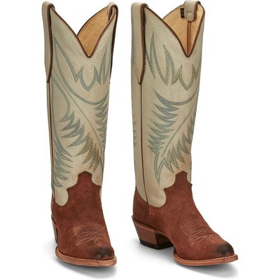 JUSTIN BOOTS JUSTIN WOMEN'S VN4464 CLARA 15" BROWN ROUND TOE RIDING HEEL WESTERN BOOTS