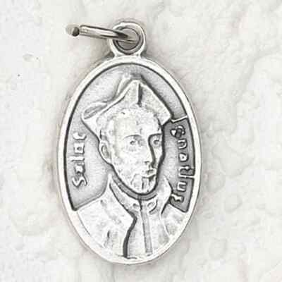 Saint Ignatius - Pray for Us - Silver Tone OX 1 inch Medal 