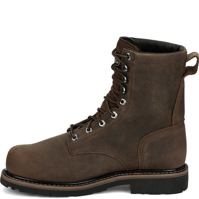 Pre-owned Justin Boots Justin Men's Se630 Pulley 8" Brown Nano Comp Met Guard Waterproof Eh Work Boots In Whiskey Brown (brown)