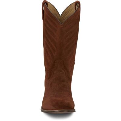 Pre-owned Tony Lama Men's Dr3040 Amado 12" Suede Cognac Round Toe Western Boot In Cognac (brown)