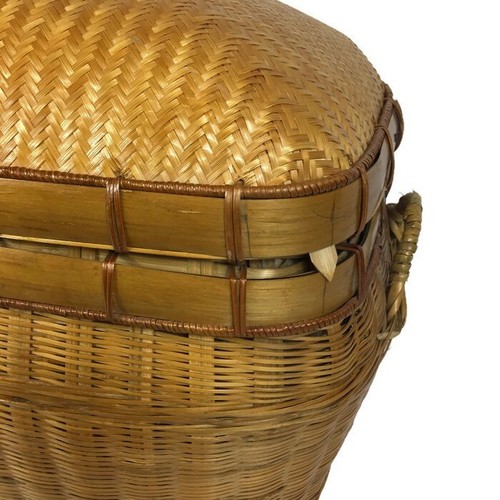 Large Wicker Picnic Basket Dome Lid Woven