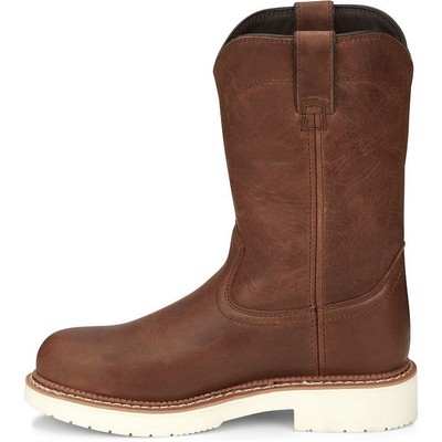 JUSTIN BOOTS JUSTIN MEN'S MJ1700 ROUND-UP 11" BROWN STEEL ROUND TOE ELECTRICAL HAZARD BOOTS