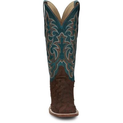 JUSTIN BOOTS JUSTIN WOMEN'S AQ8651 COWGAL 13" BROWN FULL QUILL OSTRICH SQ TOE WESTERN BOOTS