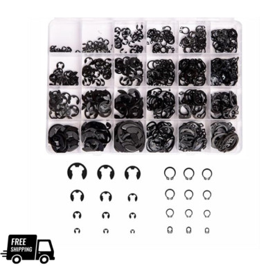 E-Clip Assortment Set Heat Treated,High Carbon Circlip Kit 324 PCS 24 SAE Sizes&