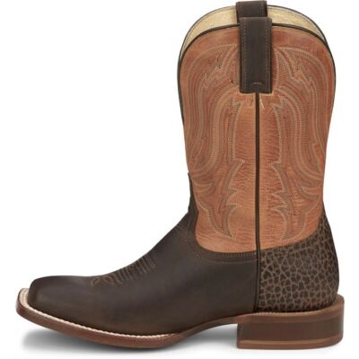 Pre-owned Tony Lama Men's Sa2012 Asher 11" Dark Brown Square Toe Block Heel Western Boots In Dark (brown)