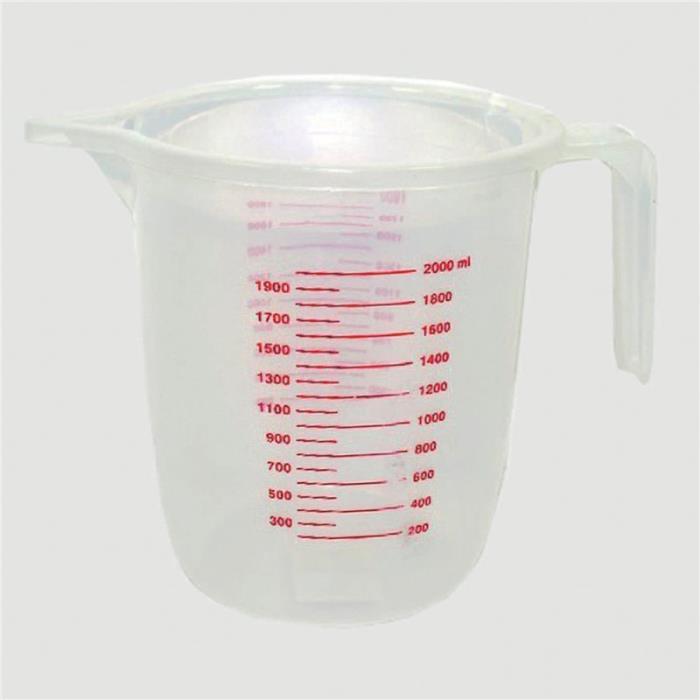 Caraffa Graduata In Plastica 2 Litri Pvc 21x14,5x16cm Trasparente Con Manico dfh