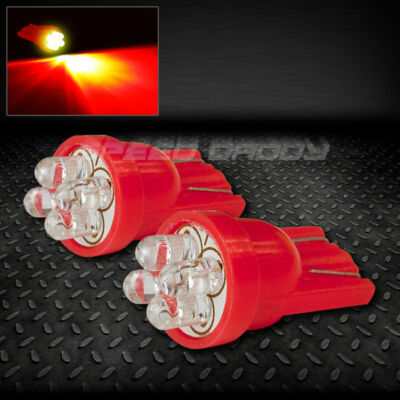 ПАРА ЛАМП НАКАЛИВАНИЯ T10 194 168 501 W5W КРАСНОГО ЦВЕТА С ВНУТРЕННИМ КУПОЛОМ НА ТАНКЕТКЕ /ЛАМПОЧКИ со СВЕТОДИОДАМИ 4X3 ММ