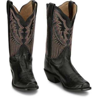 Pre-owned Tony Lama Women's Ep4583 Sagrada 11" Raven Square Toe Western Boot In Raven (black)