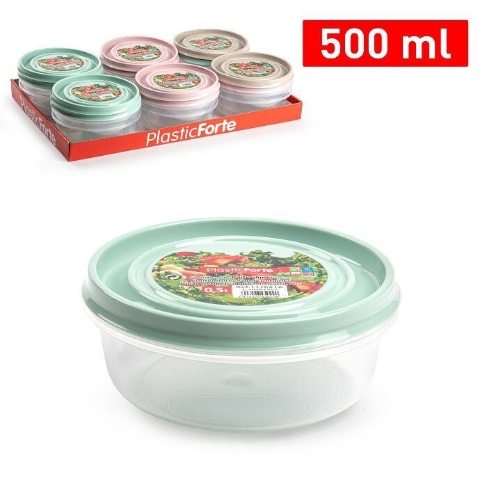Set 12 Pezzi Contenitore Fresh 500ml Con Coperchio In Plastica Colorata hmj