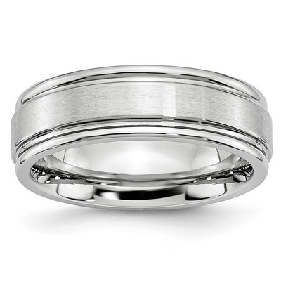 Cobalt Ridged Edge 7mm Classic Wedding Ring