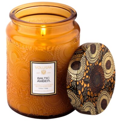 Voluspa Baltic Amber Large Glas Jar Candle 100 Hour Burn Time 18 oz