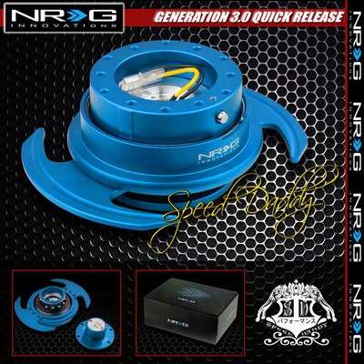ГОНОЧНОЕ РУЛЕВОЕ КОЛЕСО NRG GEN 3.0 С КОРОТКИМ БЫСТРОРАЗЪЕМНЫМ АДАПТЕРОМ НА 6 ОТВЕРСТИЙ, НОВЫЙ СИНИЙ