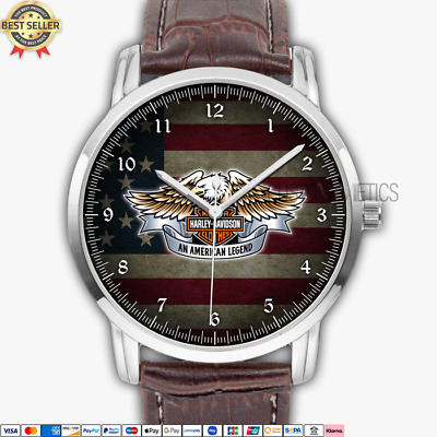 American Flag HD Motorcycle Eagle Logo Custom Quartz Watch Men