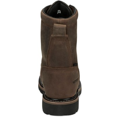 Pre-owned Justin Boots Justin Men's Se630 Pulley 8" Brown Nano Comp Met Guard Waterproof Eh Work Boots In Whiskey Brown (brown)