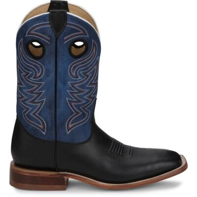 Pre-owned Justin Boots Justin Men's Cj2532 Pearce 11" Black Square Toe Block Heel Western Pull-on Boots