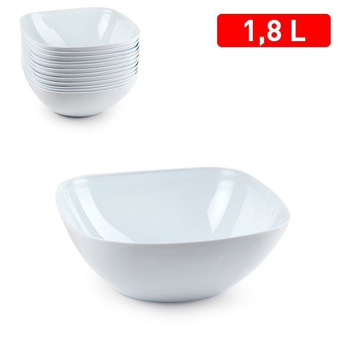 Set Servizio 12 Pezzi Piatti Ciotola Quadrata Opal Bianca Da 1,8Lt dfh