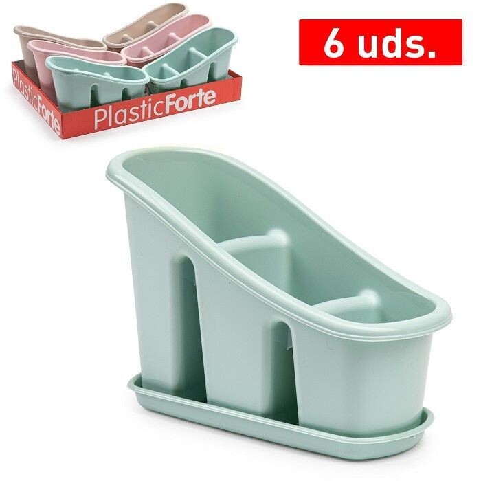 Set 6 Pezzi Porta Posate Scolaposate 3 Scomparti In Plastica Colorata hmj