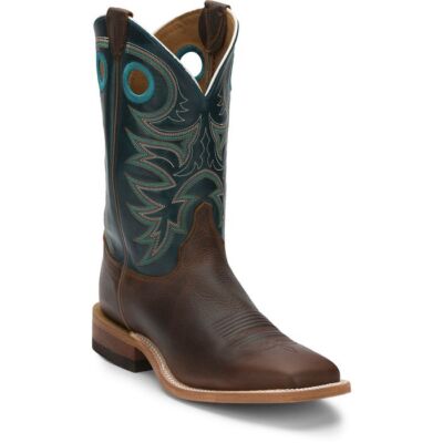 Pre-owned Justin Boots Justin Men's Br738 Austin 11" Dark Brown Broad Square Toe Block Heel Boots In Dark Brown (brown)